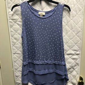 Loft blue and white polkadot tank top